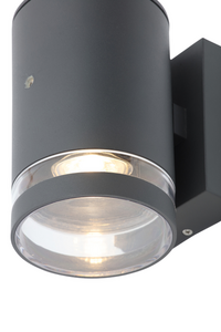 Lens Outdoor Up & Down Wall Light with Photocell, Anthracite - Image 2