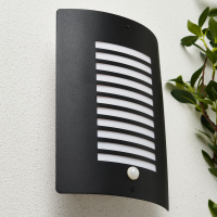 Sigma Panel Slatted Wall Lantern With PIR, Black - Image 2