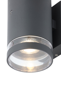 Lens Outdoor Up & Down Wall Light with Photocell, Anthracite