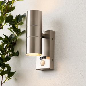 Leto Outdoor Wall Light with PIR Sensor, Stainless Steel