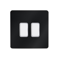 Kinetic Plated 2 Gang Grid Switch Black Chrome