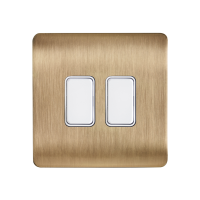 Kinetic Plated 2 Gang Grid Switch Satin Brass - Image 2