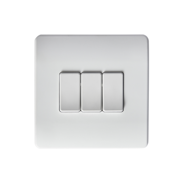 3 Gang RF In Wall Switch Unit On/Off Matt White