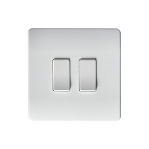 2 Gang Switch comp On/Off/Dim Matt Wht IP20 CR2032