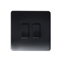 2 Gang Switch comp On/Off/Dim Matt Blk IP20 CR2032
