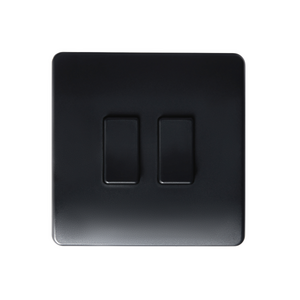 2 Gang Switch comp On/Off/Dim Matt Blk IP20 CR2032