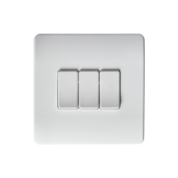 3 Gang Switch comp On/Off/Dim Matt Wht IP20 CR2032