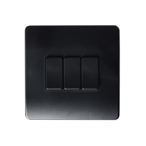 3 Gang Switch comp On/Off/Dim Matt Blk IP20 CR2032