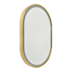 Cian CCT LED Oval Framed Mirror SBRS Motion/Demist, Satin brass