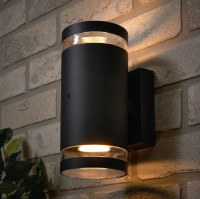 Lens Outdoor Up & Down Wall Light with Photocell, Anthracite - Image 3