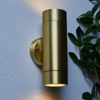 Brac Solid Brass Outdoor Up & Down Wall Light, Brass - Image 7