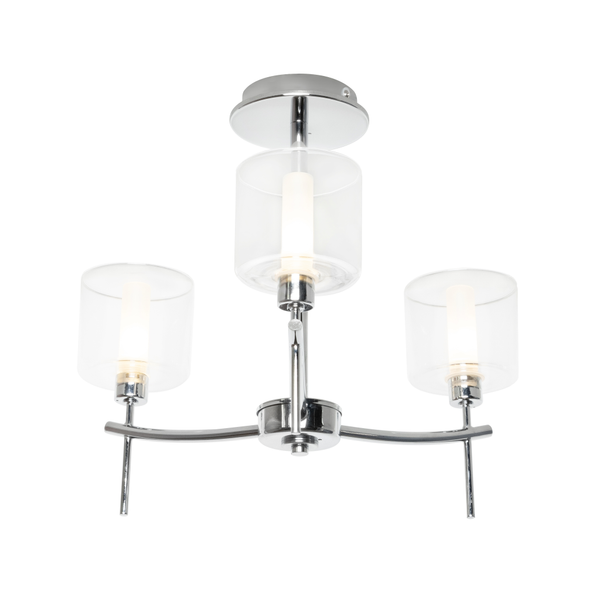 Montreal Classic Chrome Flush 3 Light Bathroom