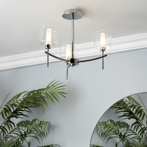 Montreal Classic Chrome Flush 3 Light Bathroom - Image 3