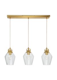 Saskia Bubble Glass & Satin Brass 3 Light Diner