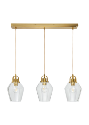 Saskia Bubble Glass & Satin Brass 3 Light Diner