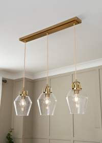 Saskia Bubble Glass & Satin Brass 3 Light Diner - Image 3