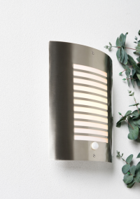 Sigma Panel Slatted Wall Lantern With PIR, Stainless Steel - Image 4