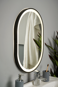 Cian CCT LED Oval Framed Mirror MBLK Motion/Demist, Black - Image 4