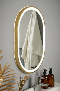 Cian CCT LED Oval Framed Mirror SBRS Motion/Demist, Satin brass - Image 4