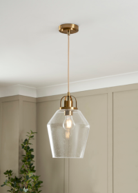 Saskia Bubble Glass & Satin Brass 1 Light Pendant - Image 3