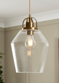 Saskia Bubble Glass & Satin Brass 1 Light Pendant - Image 4