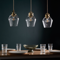 Saskia Bubble Glass & Satin Brass 3 Light Diner - Image 4