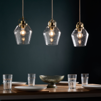 Saskia Bubble Glass & Satin Brass 3 Light Diner - Image 6