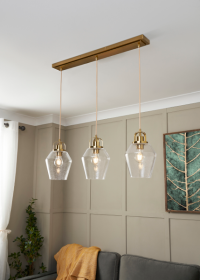 Saskia Bubble Glass & Satin Brass 3 Light Diner - Image 7