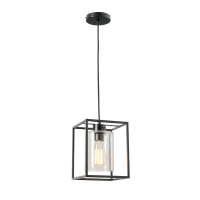 Hardy Caged 1 Light Pendant Bubble Glass Matt Black