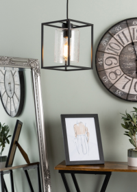 Hardy Caged 1 Light Pendant Bubble Glass Matt Black - Image 3