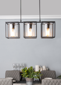 Hardy Caged 3 Light Bar Bubble Glass Matt Black - Image 5