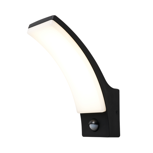 Batsu 12 Watt LED Curved Outdoor Wall Light with PIR - Black - Image 2