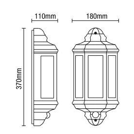 Athena Outdoor Half Wall Lantern with PIR Sensor, Black - Image 5